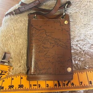 Patricia, Nash Brown, leather map print wallet/ Crossbody